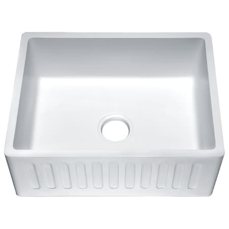 Anzzi Roine 24" Glossy White Farmhouse Reversible Solid Surface Kitchen Sink K-AZ222-1A